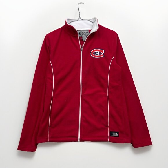 VTG Montreal Canadiens Polar Fleece Full Zip Jacket Wom M Red Ilanco NHL Hockey - Picture 1 of 15